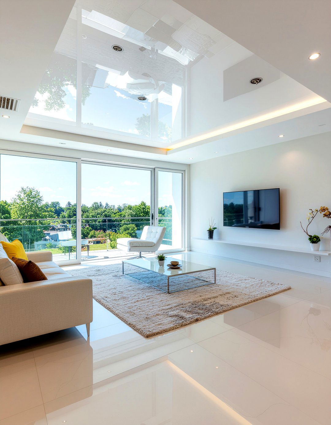 High gloss ceiling paint - 30 low ceiling living room ideas