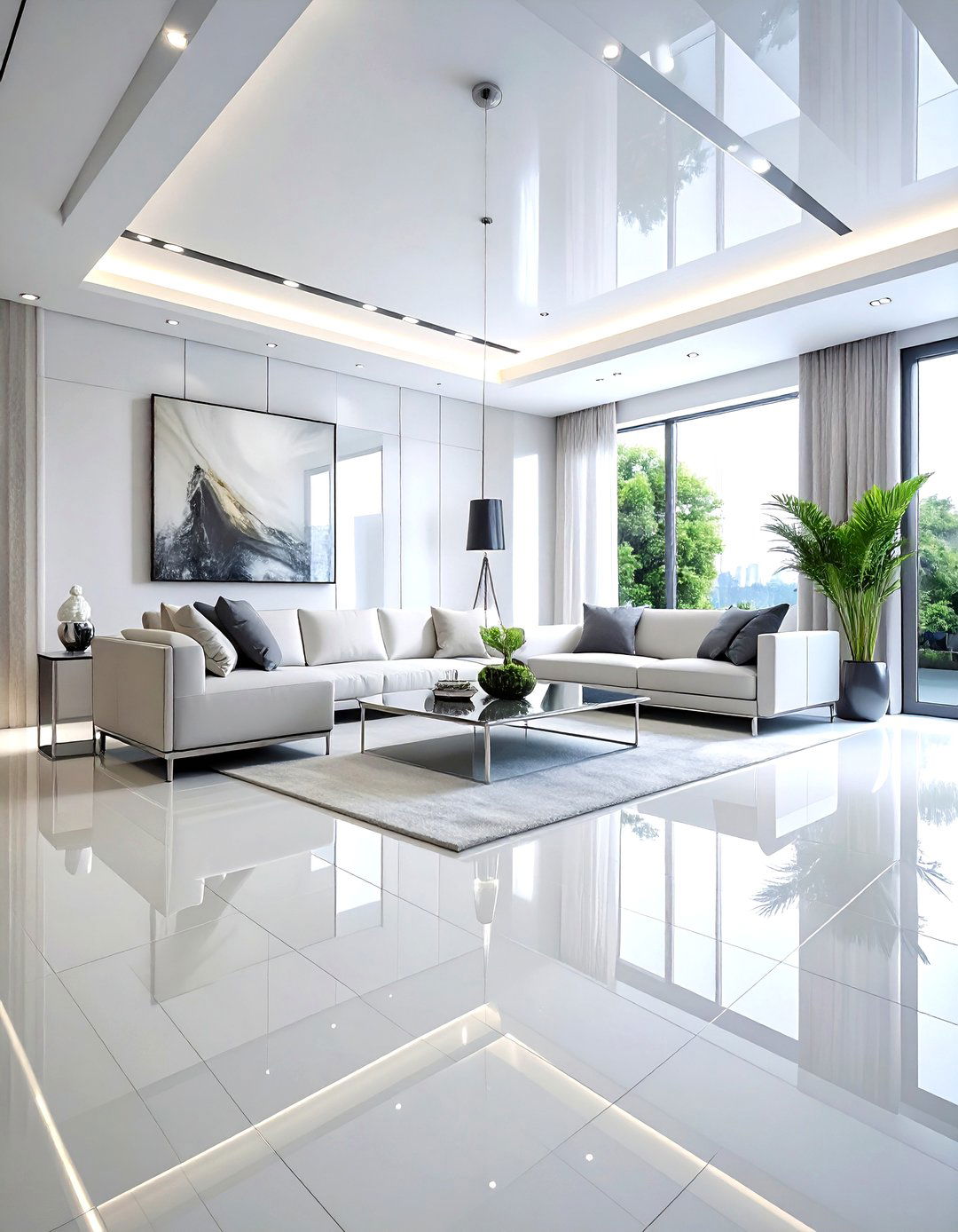 High gloss floor tile - 30 living room tile designs