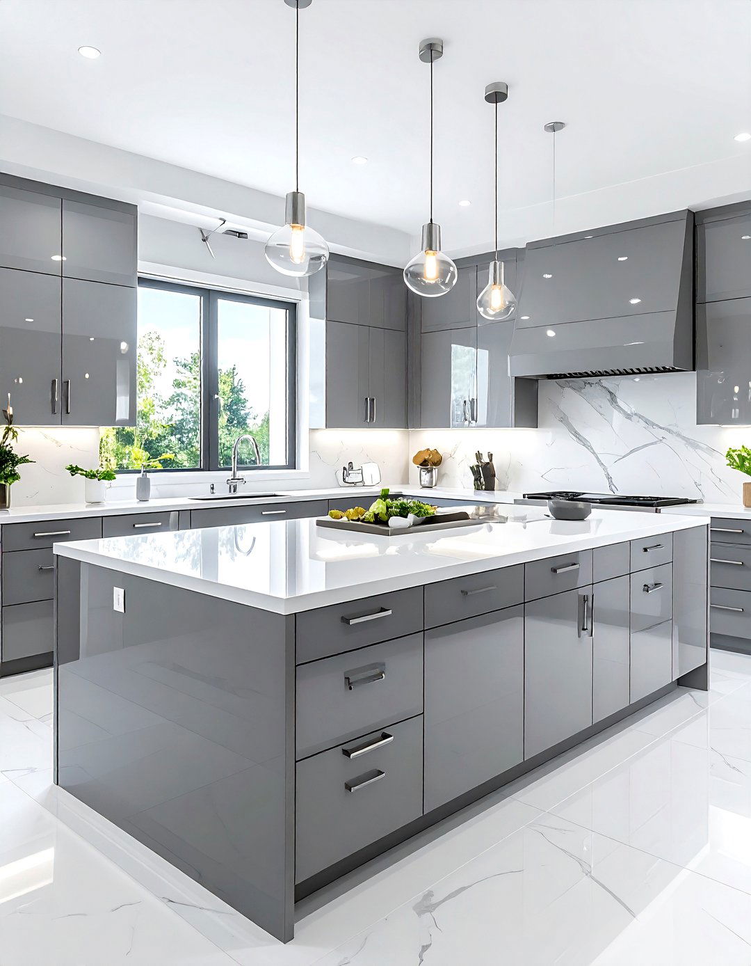 High gloss gray kitchen cabinets - 30 cool gray kitchen ideas