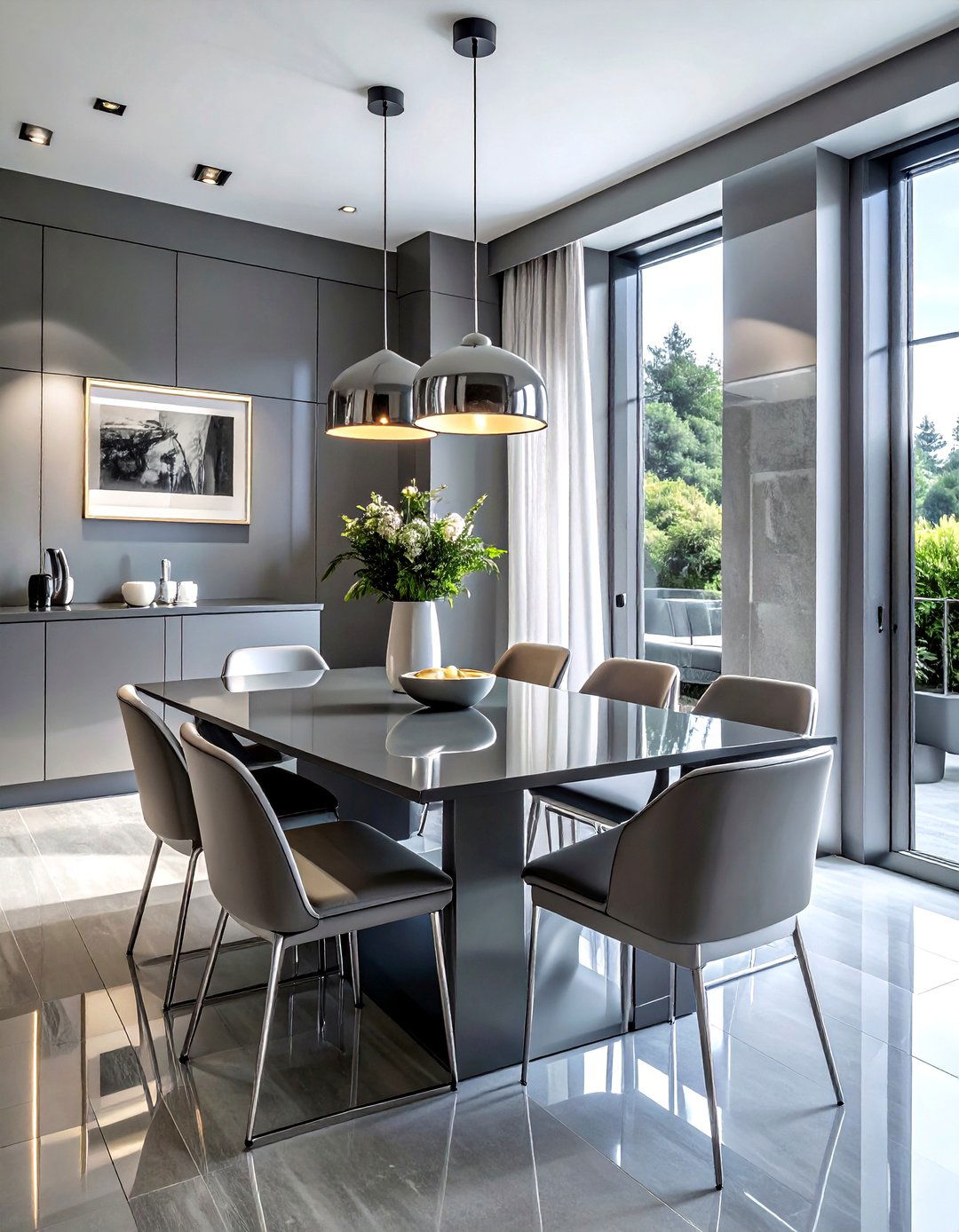 High gloss grey dining room - 30 grey dining room furniture ideas