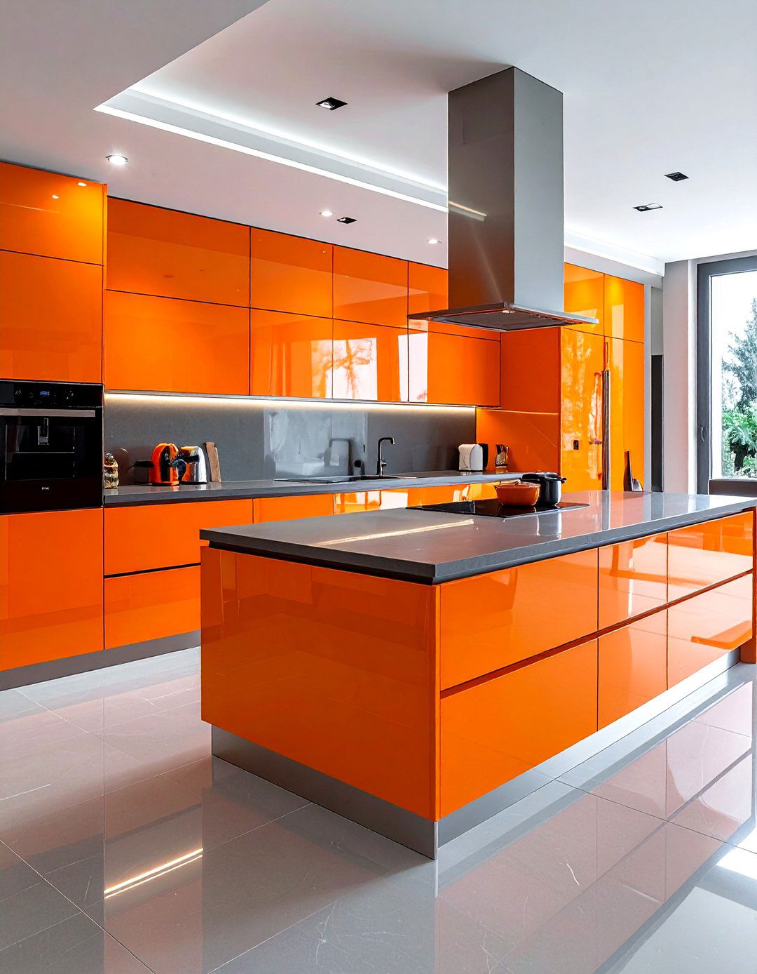 High gloss orange kitchen - 30 orange kitchen decor ideas