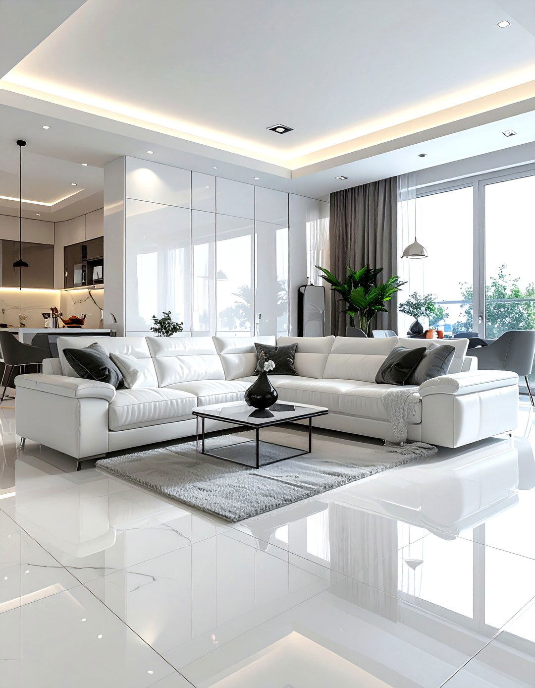 High gloss porcelain tile - 30 living room tile ideas