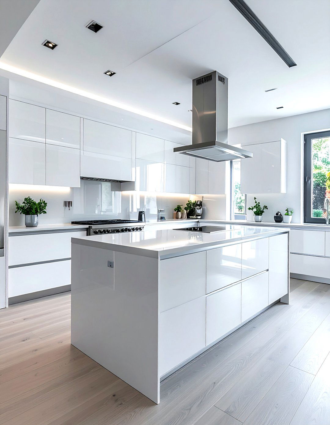 High gloss white cabinets - 30 flat panel kitchen cabinet ideas