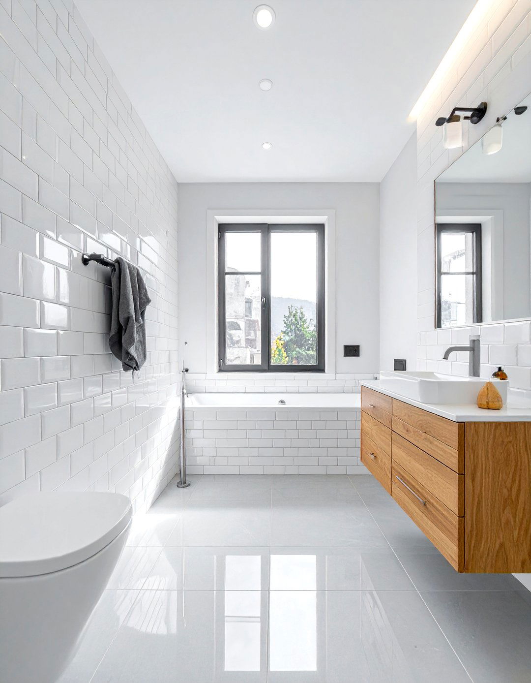 High gloss white tile bathroom - 30 ceramic tile bathroom ideas