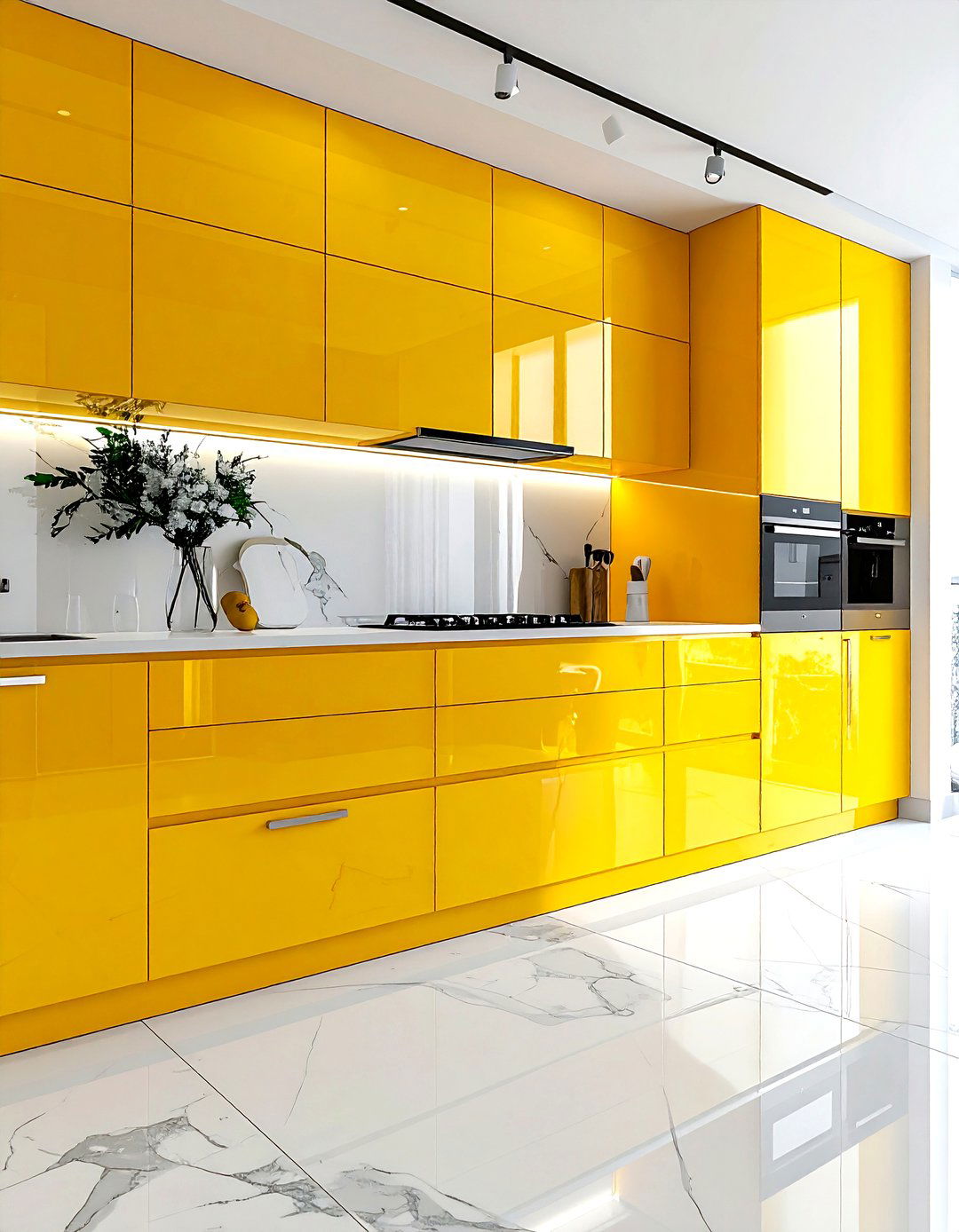 High gloss yellow kitchen - 30 bright yellow kitchen ideas