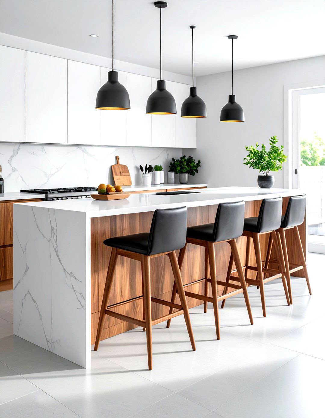 High quality bar stools at basic island - 30 kitchen high-low mixing ideas