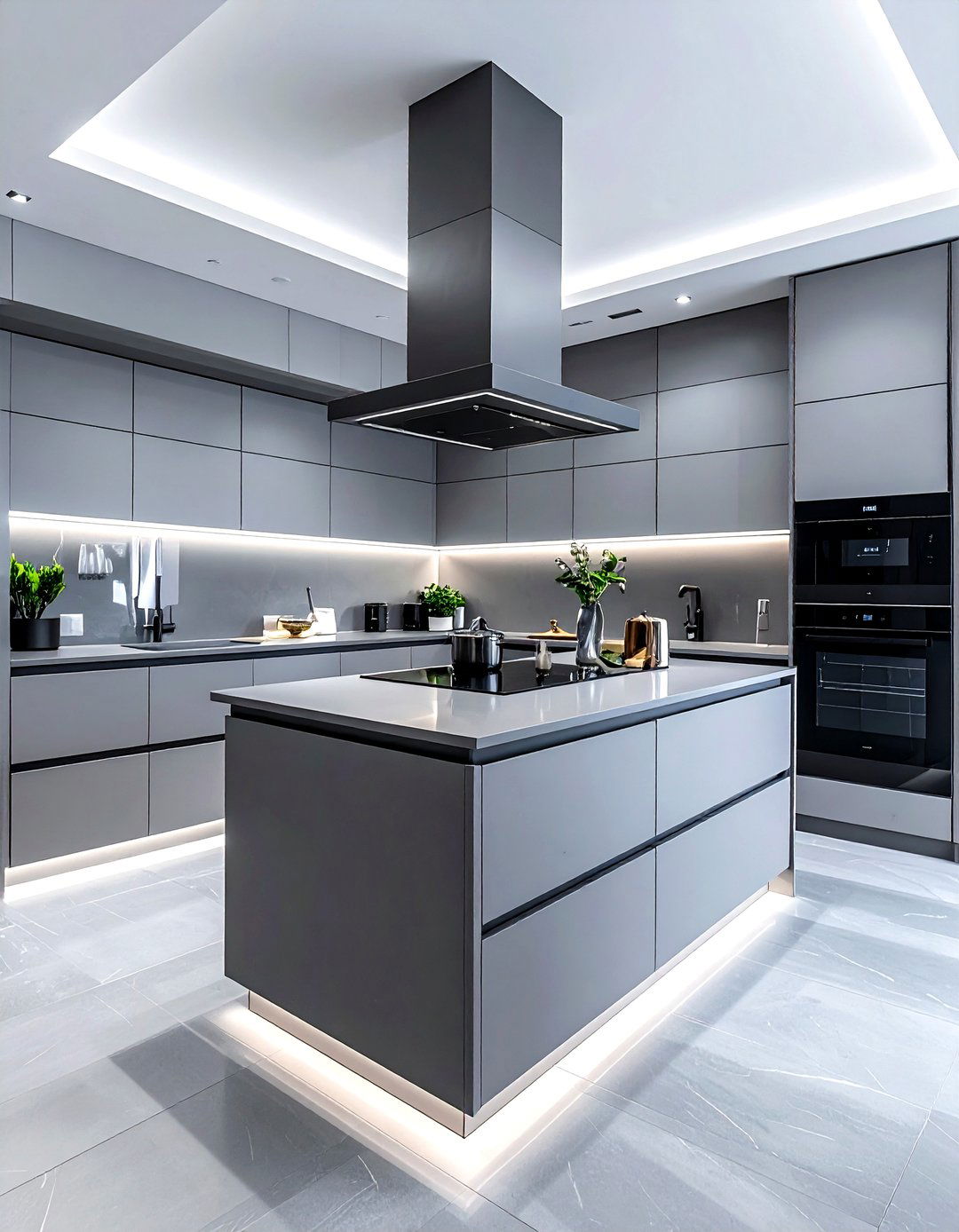 High tech grey kitchen with smart gadgets - 30 grey kitchen accessories ideas