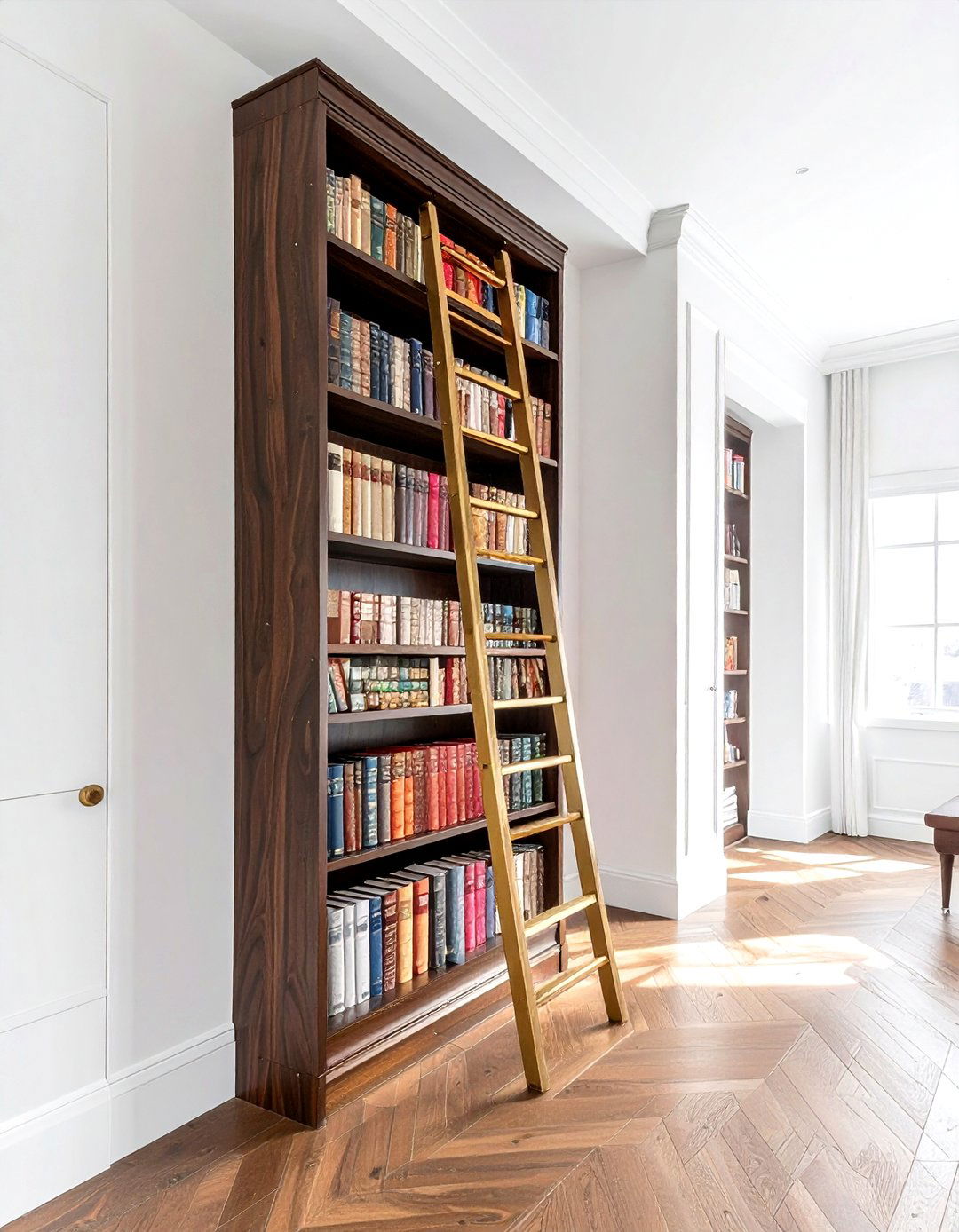 High wall bookshelves - 30 living room overhead storage ideas