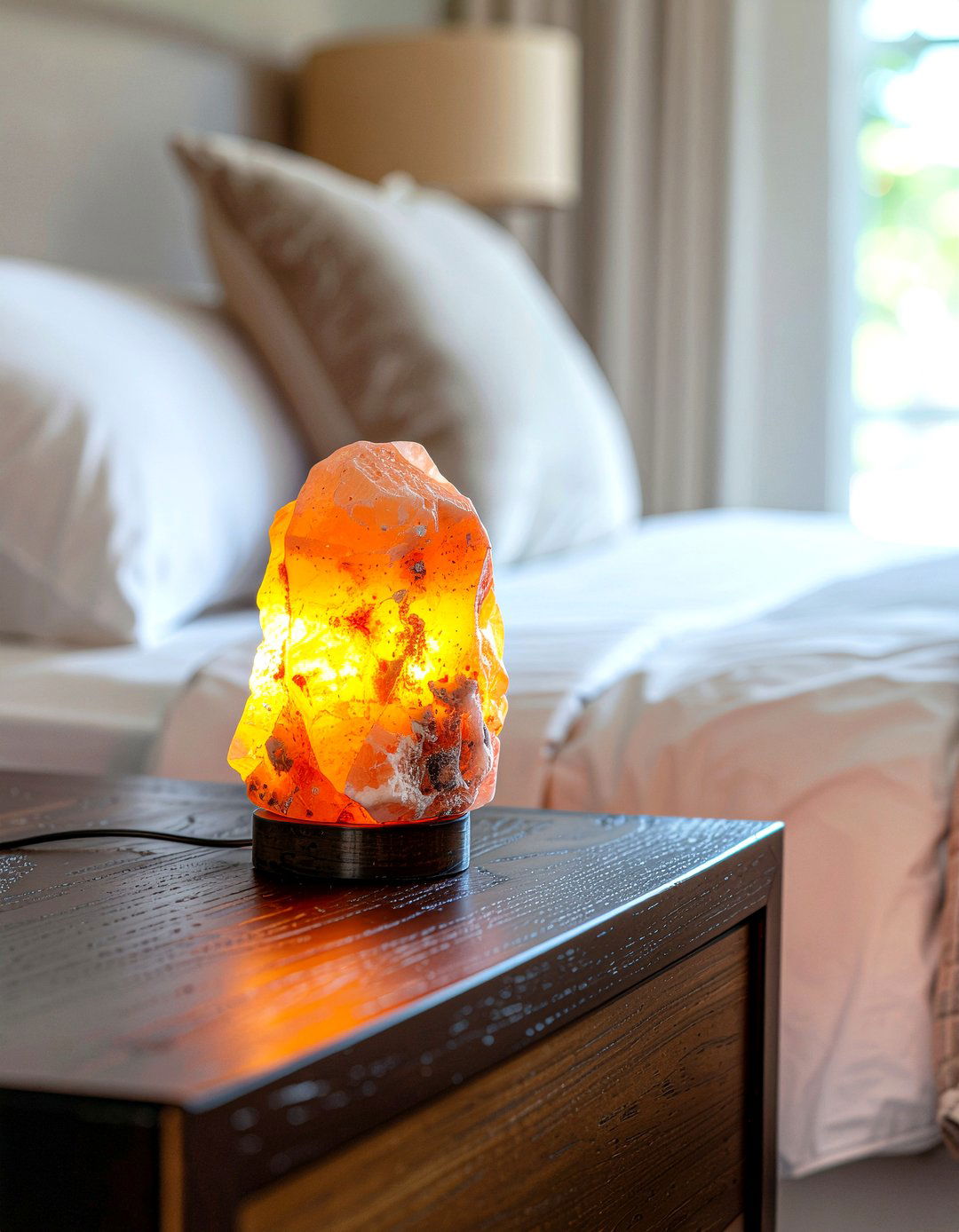 Himalayan salt lamp - 30 better sleep bedroom ideas
