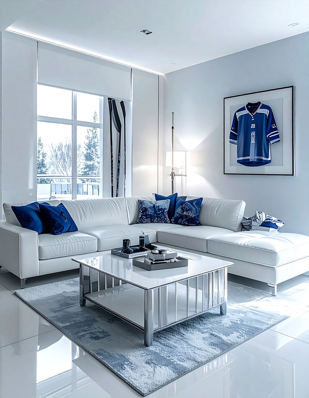 Hockey Living Room - 30 sports themed living room ideas