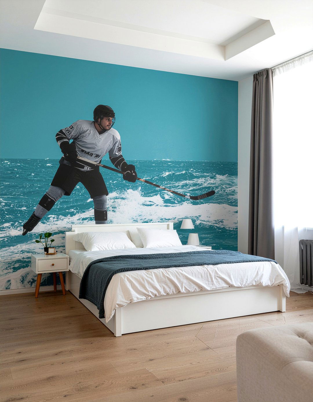 Hockey player wall decal - 30 hockey bedroom ideas