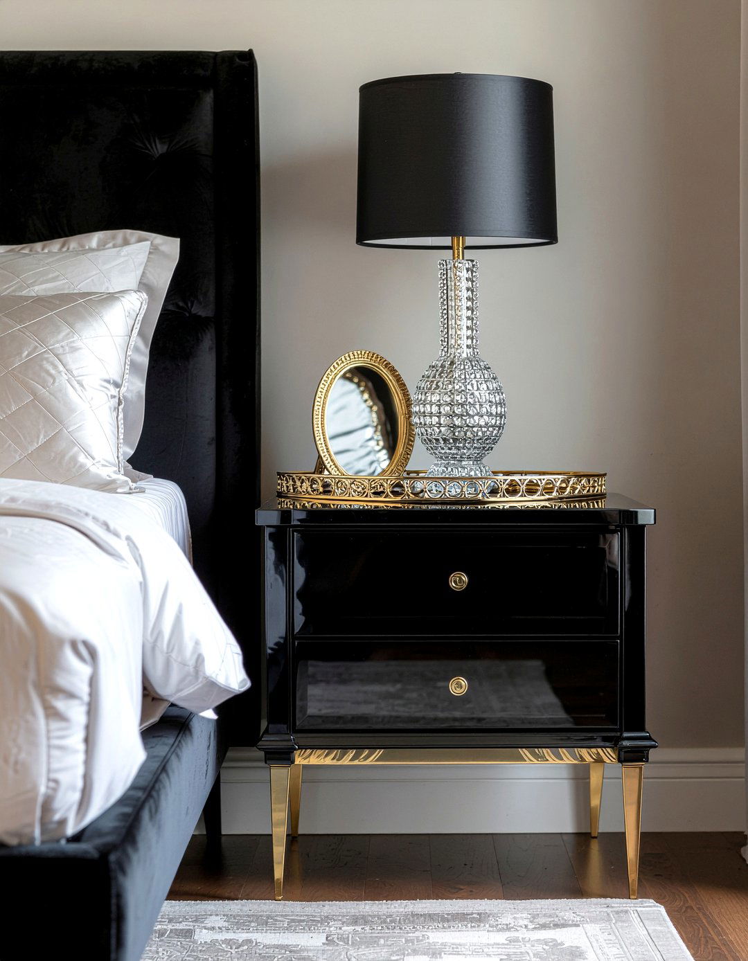 Hollywood Regency Nightstand - 30 bedroom mirrored nightstands