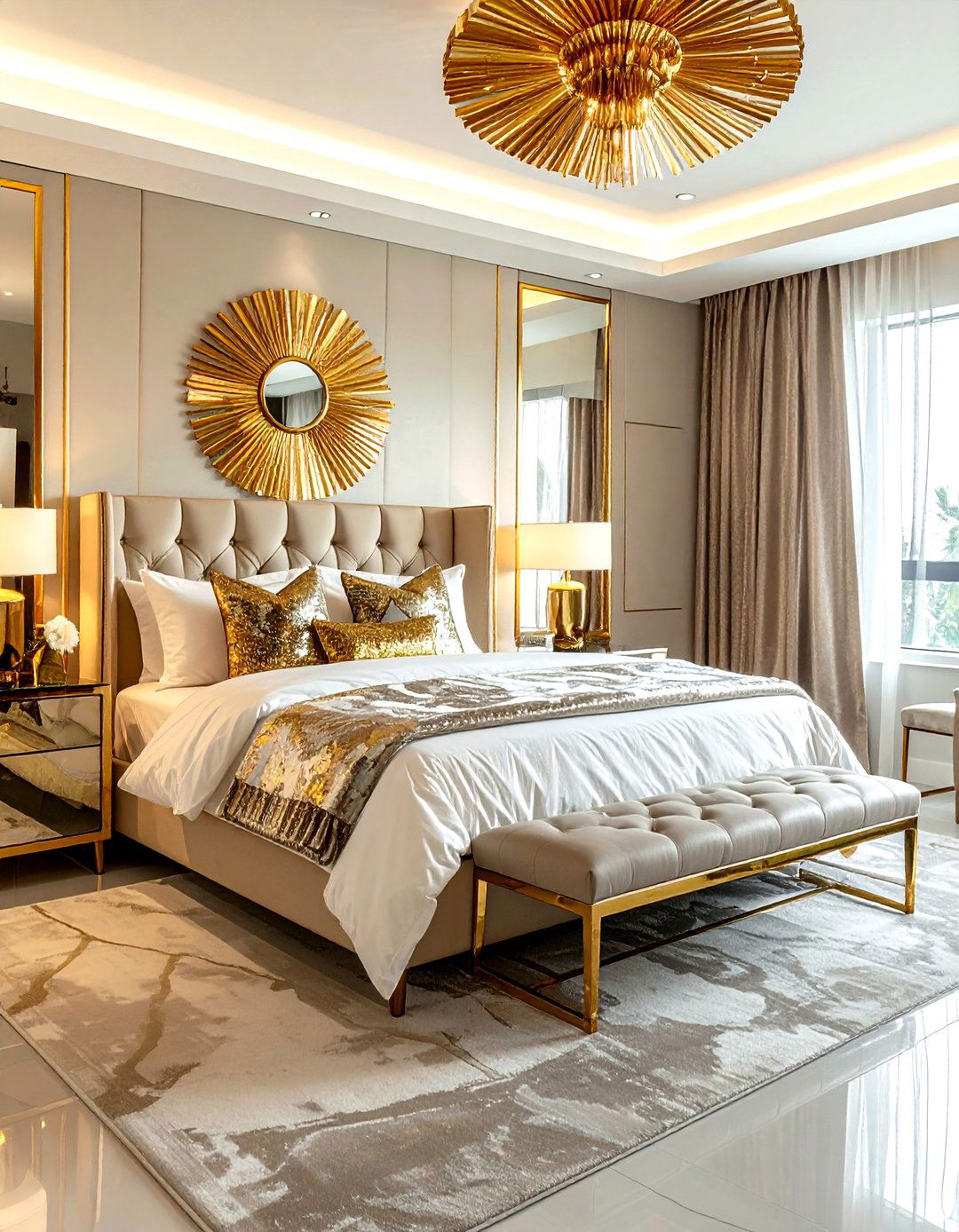 Hollywood regency gold bedroom - 30 gold bedroom ideas