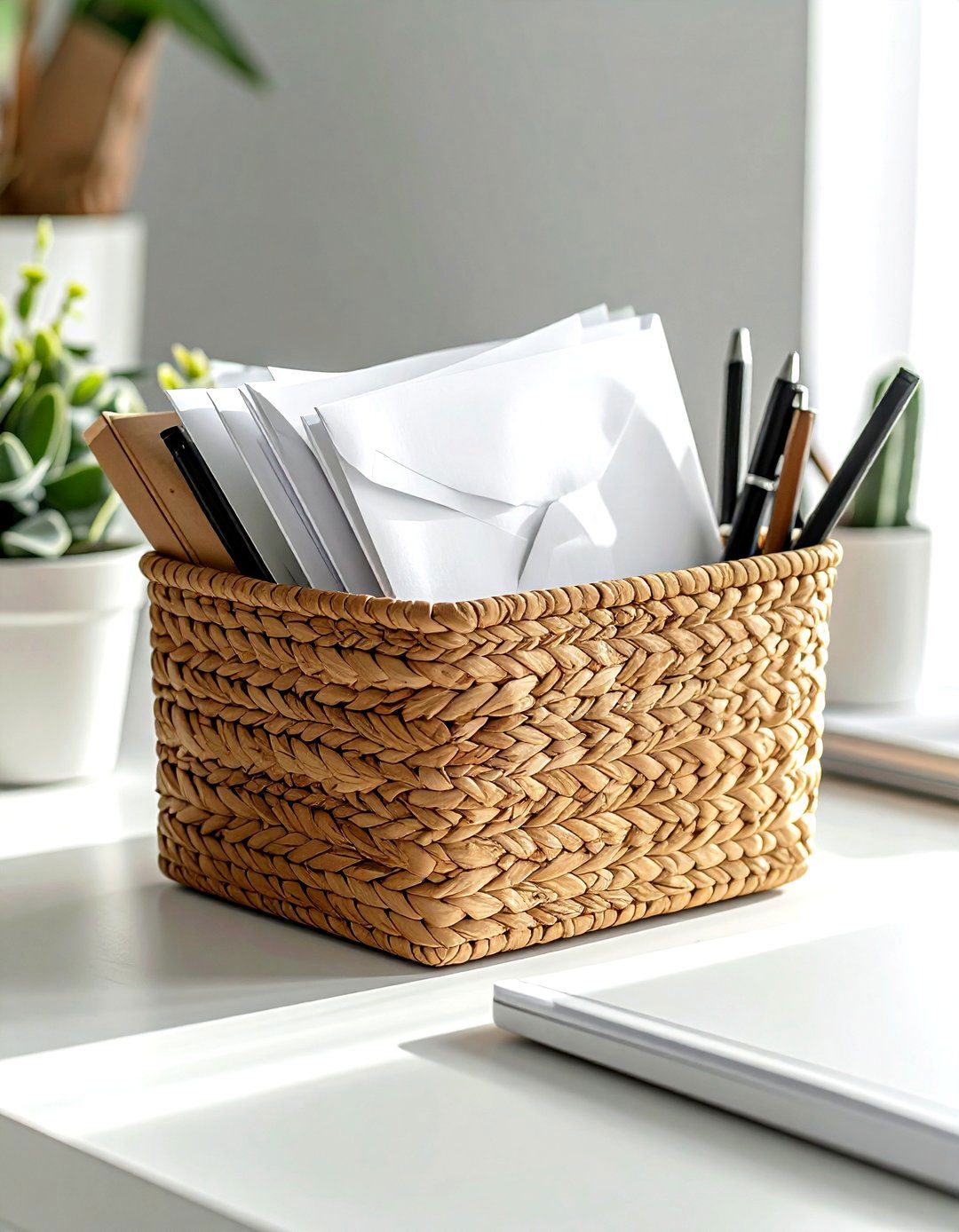 Home Office Basket - 30 basket decor ideas