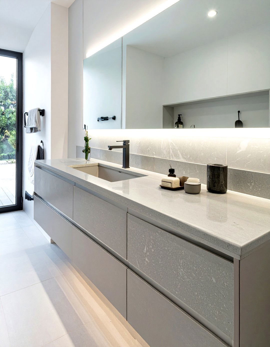 Honed Granite Surface - 30 granite countertop bathroom ideas