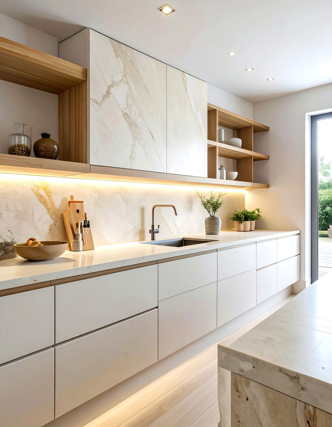 Honed Limestone Backsplash - 30 natural stone kitchen backsplash ideas