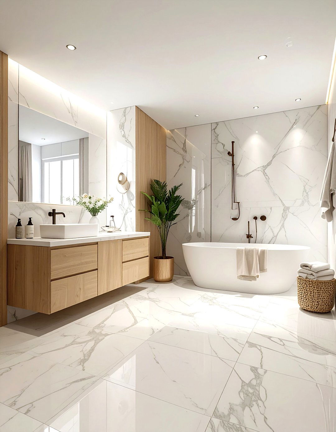 Honed Marble Bathroom - 30 natural stone bathroom ideas