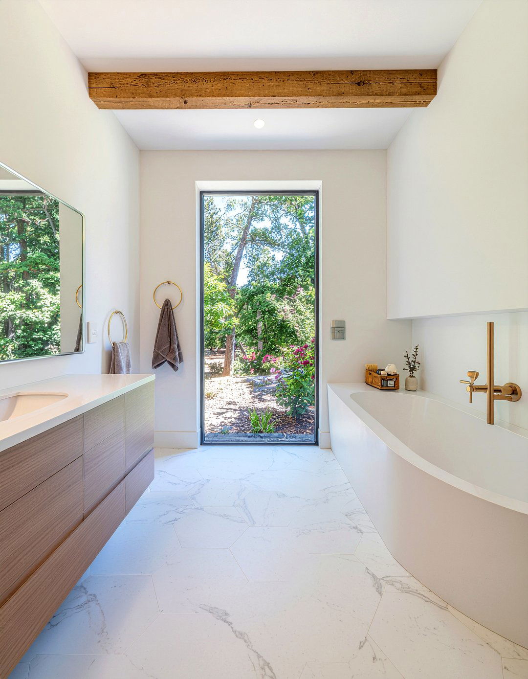 Honed Marble Hexagon Tile Bathroom - 30 marble hexagon tile bathroom ideas