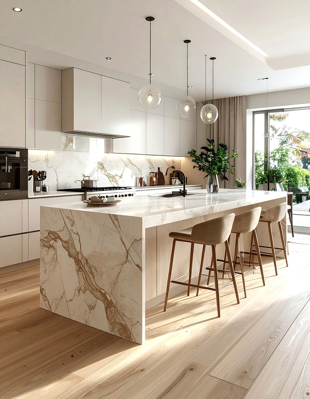 Honed Marble Kitchen Island - 30 marble kitchen island ideas