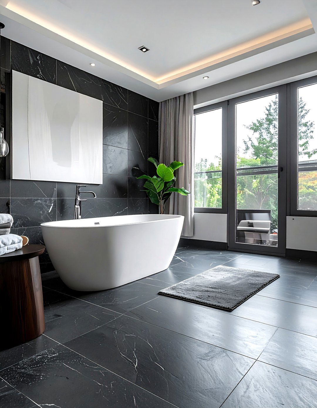 Honed granite tile - 30 non-slip bathroom floor ideas