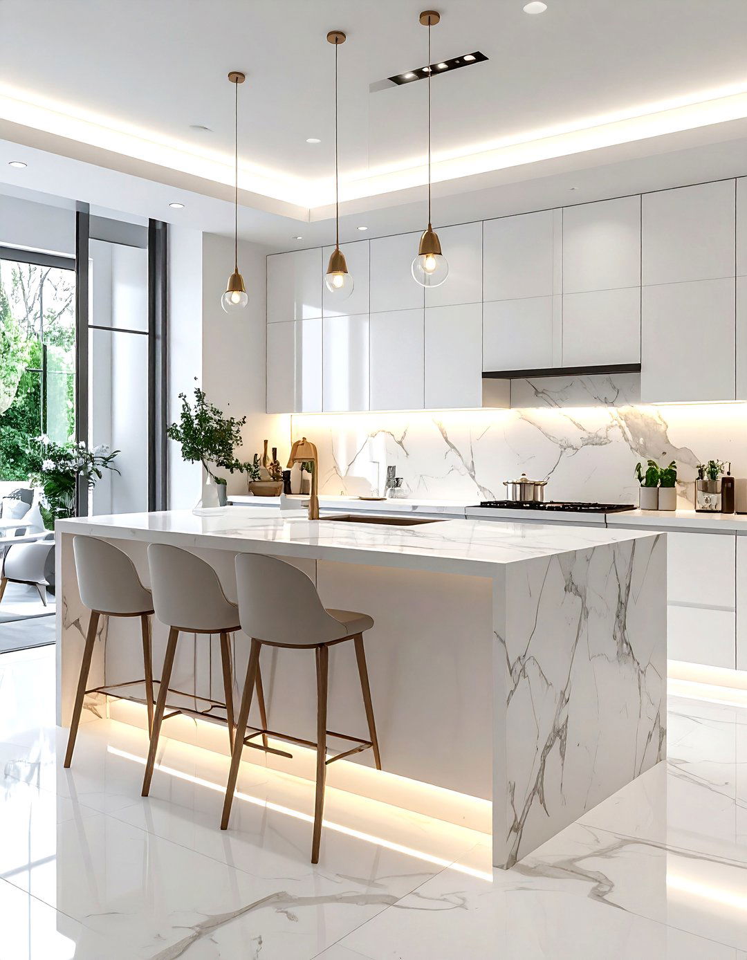 Honed marble backsplash - 30 textured decor ideas