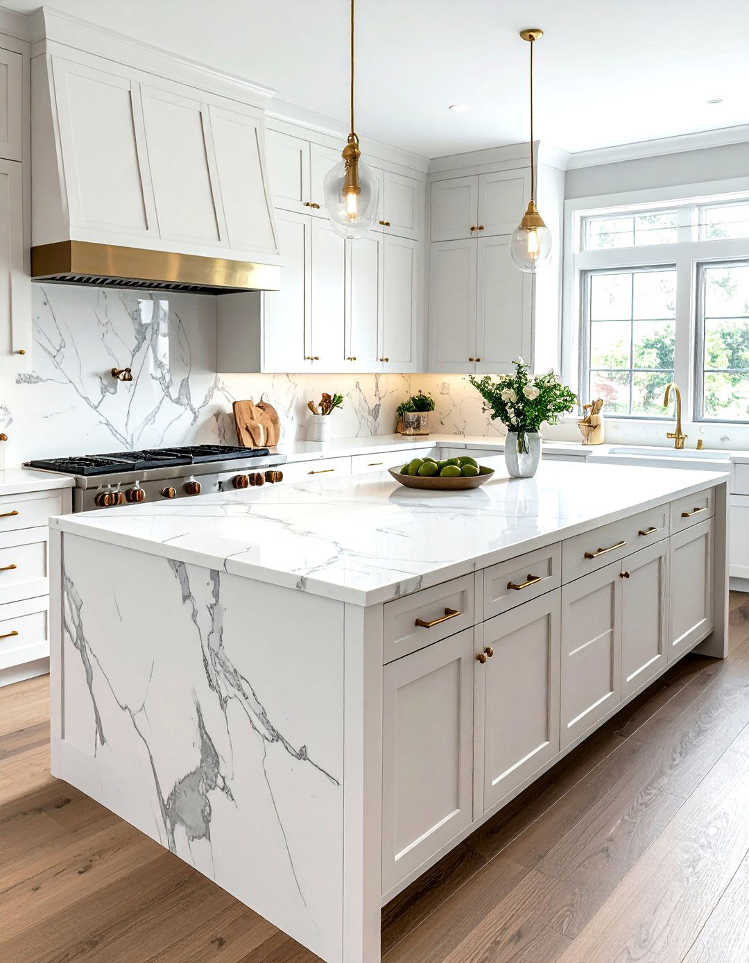 Honed marble kitchen countertops - 30 French farmhouse kitchen ideas