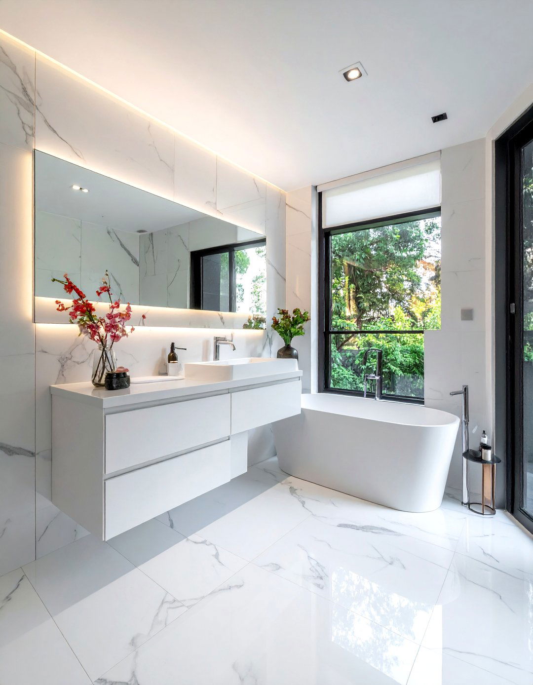 Honed white marble bathroom - 30 white marble bathroom ideas