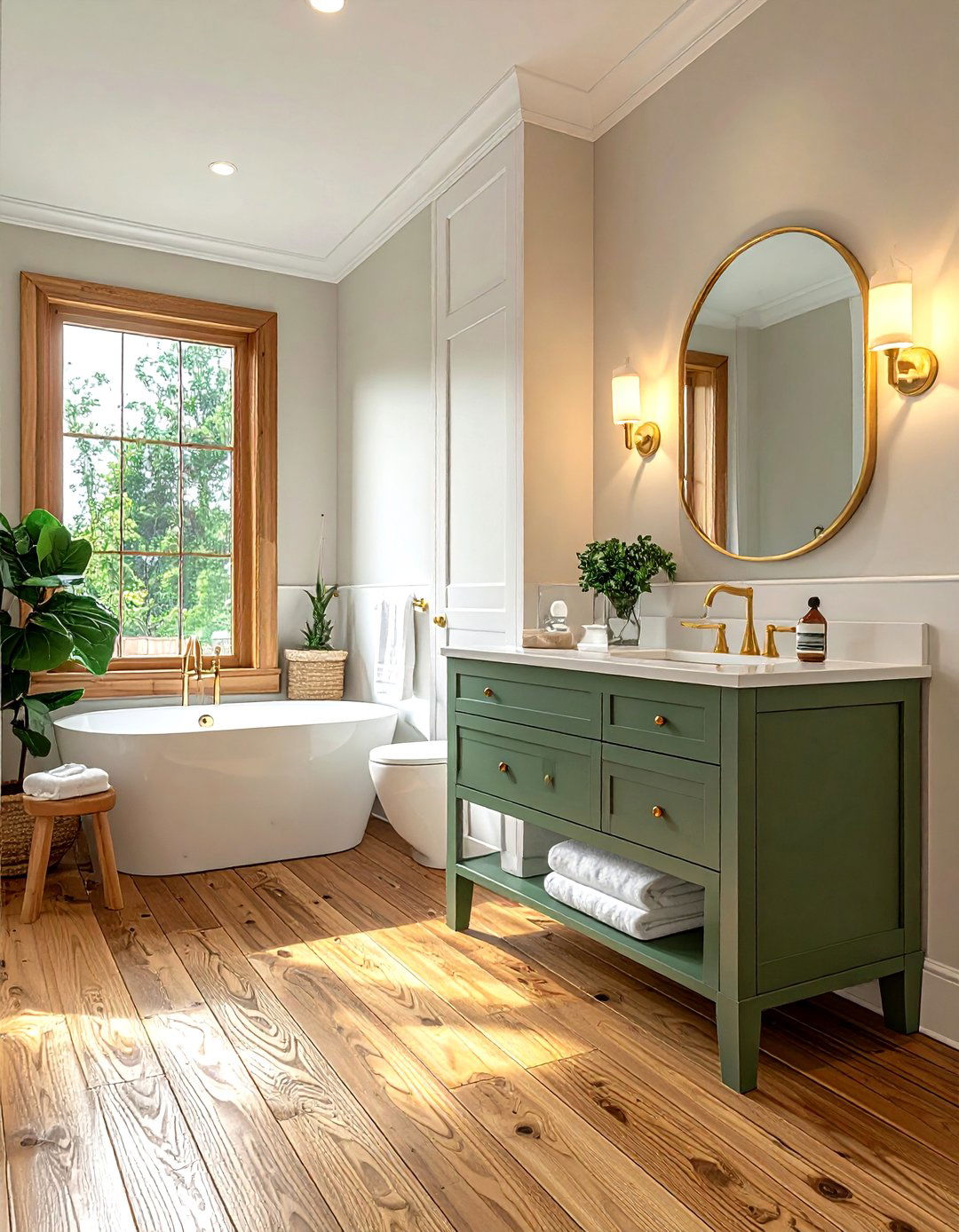 Honey Tone Wood Floor Bathroom - 30 wood floor bathroom ideas