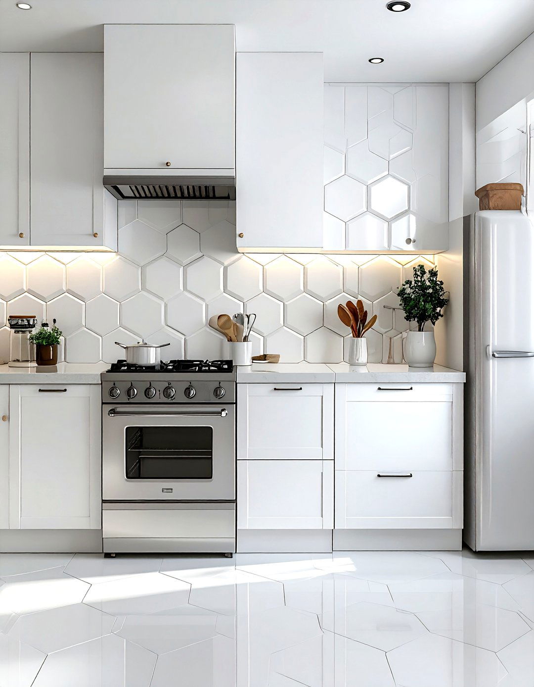Honeycomb tile backsplash - 30 hexagon tile kitchen backsplash ideas