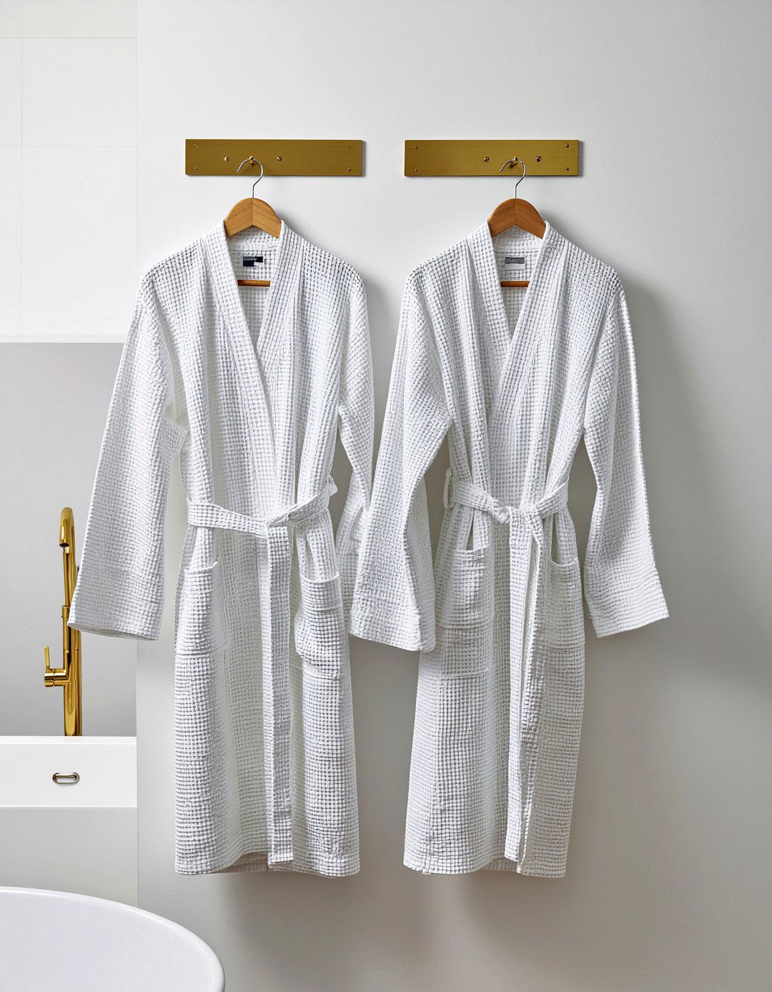 Hook strip for robes - 30 bathroom clutter-free ideas