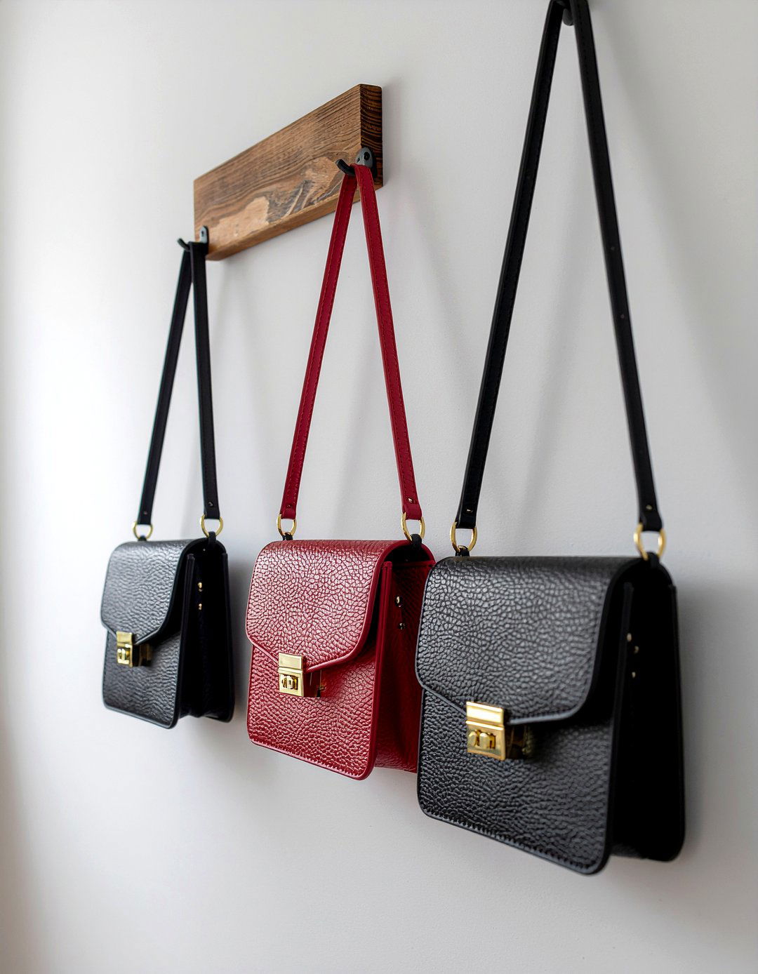Hooks for handbag straps - 30 bedroom bag storage ideas