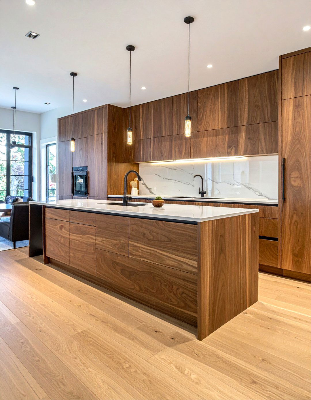 Horizontal Grain Walnut Kitchen Cabinets - 30 walnut kitchen cabinet ideas