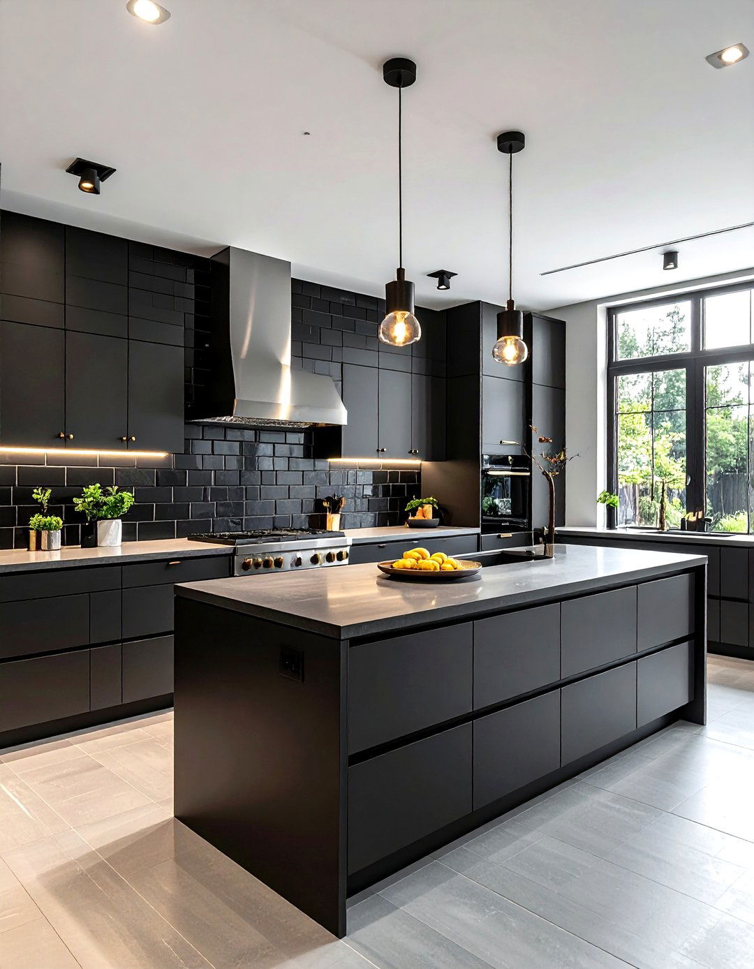 Horizontal Matte Black Tile - 30 stacked tile kitchen backsplash ideas