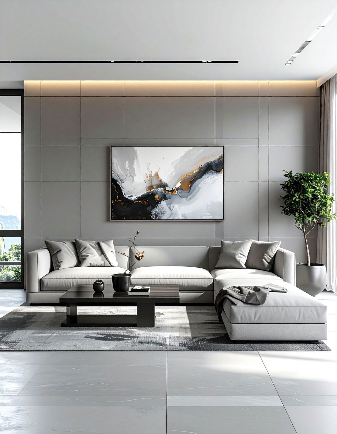 Horizontal Recessed Panel Wall - 30 living room recessed panel ideas