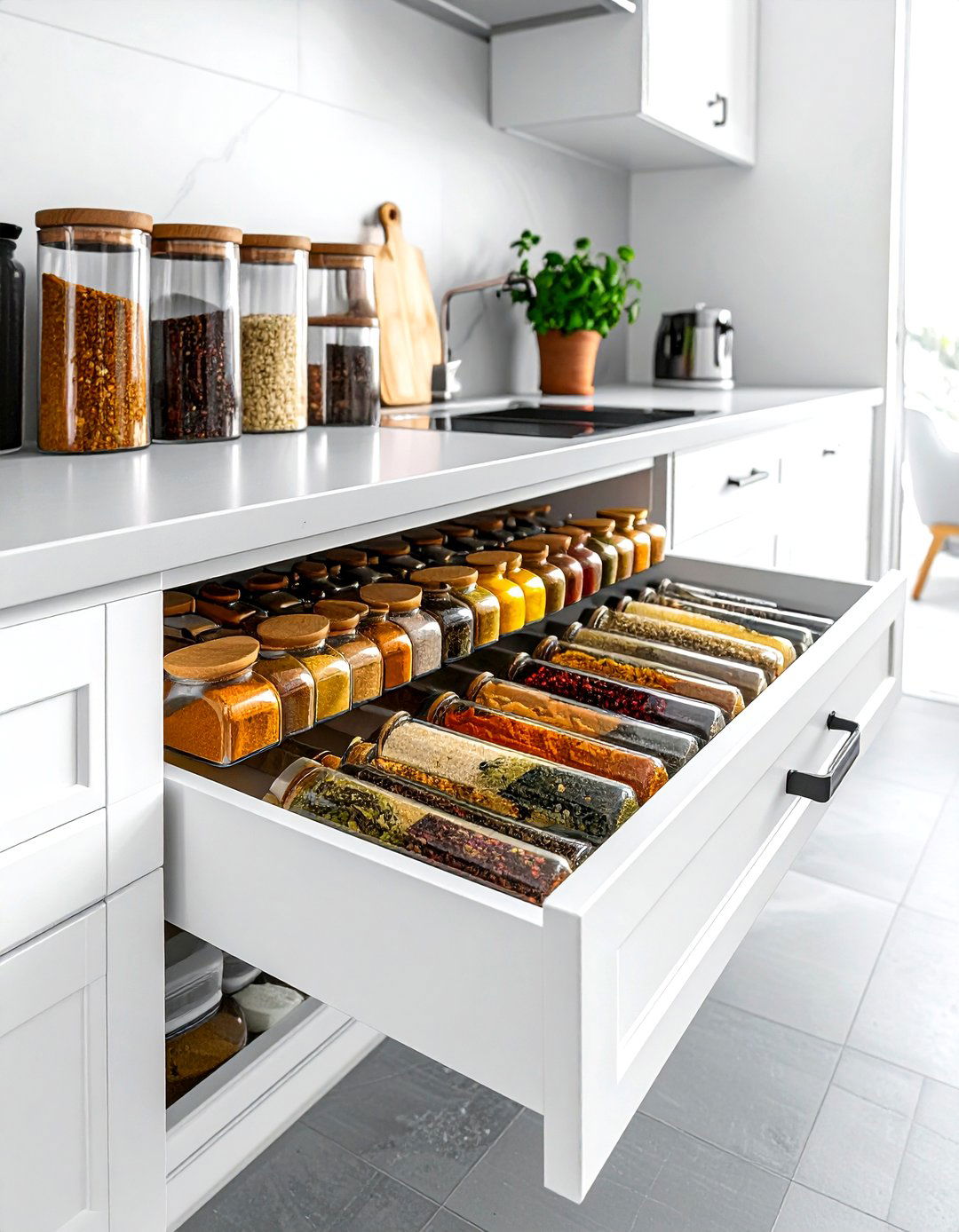Horizontal Spice Bottle Storage - 30 spice drawer kitchen ideas