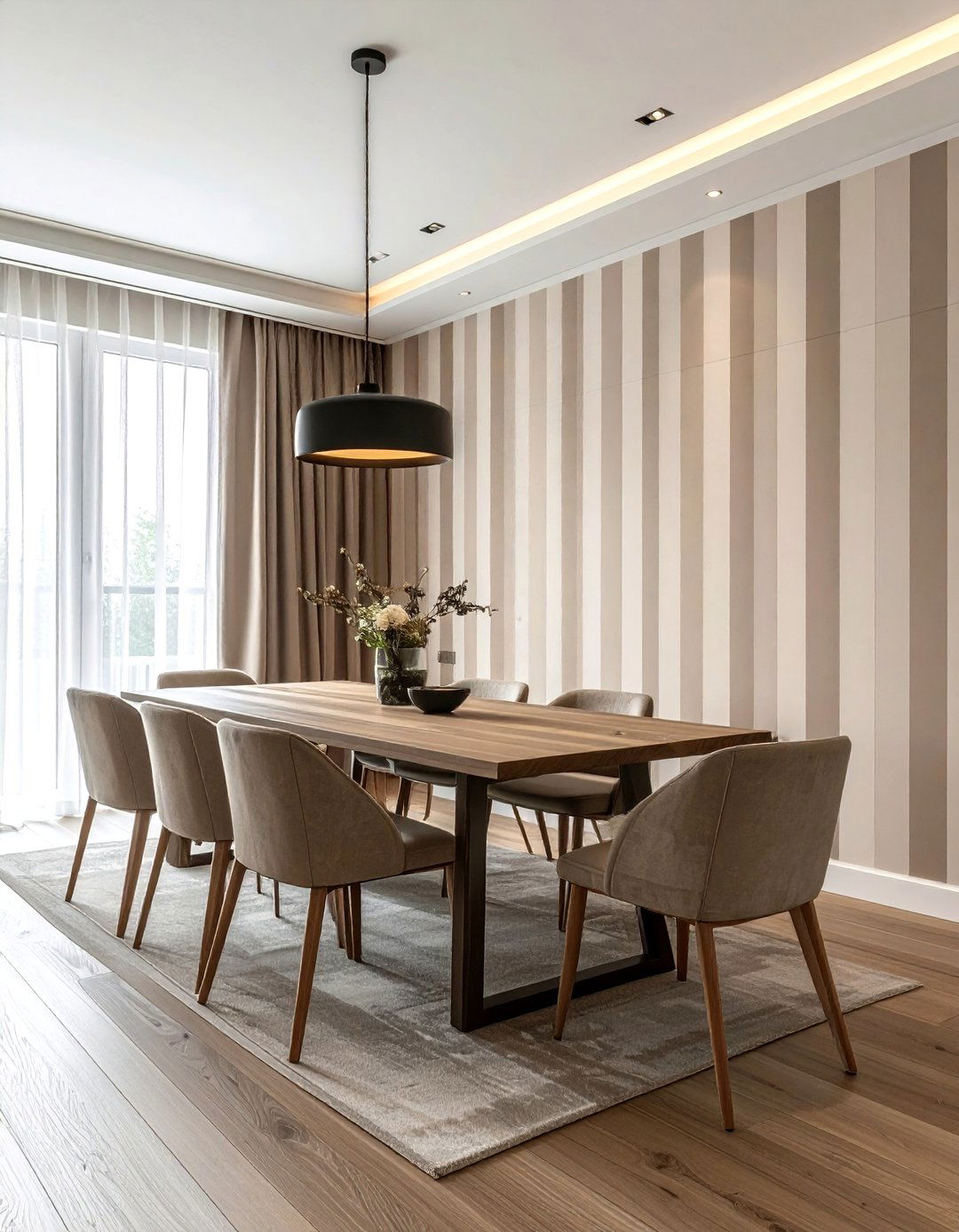 Horizontal Striped Wallpaper Dining Room - 30 striped wallpaper dining room ideas