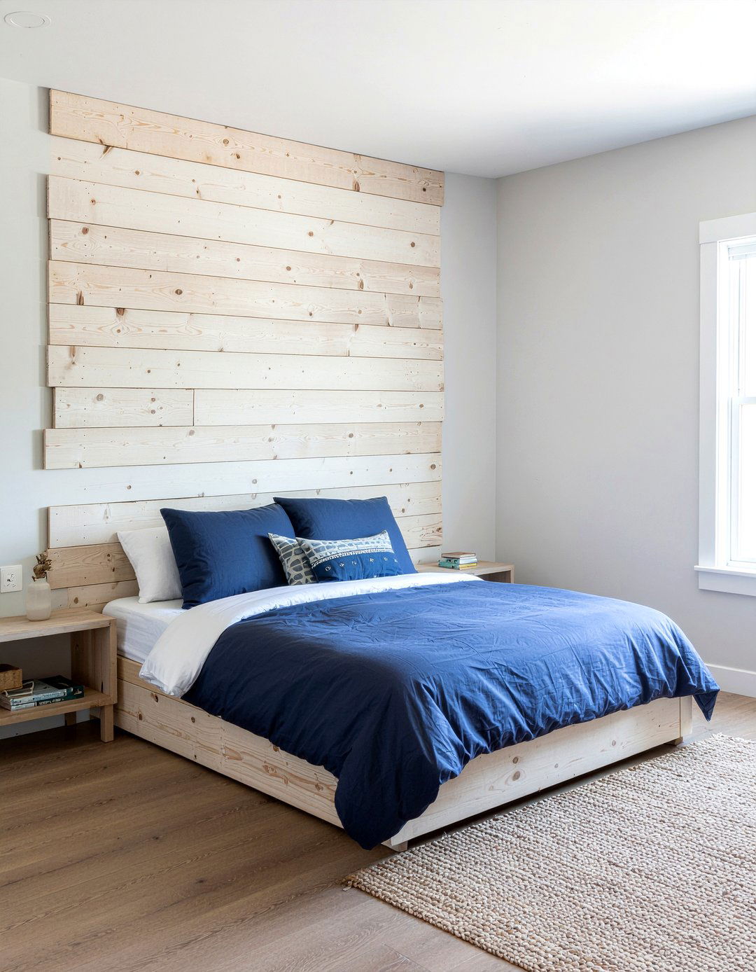 Horizontal Wood Plank - 30 bedroom floating headboard ideas