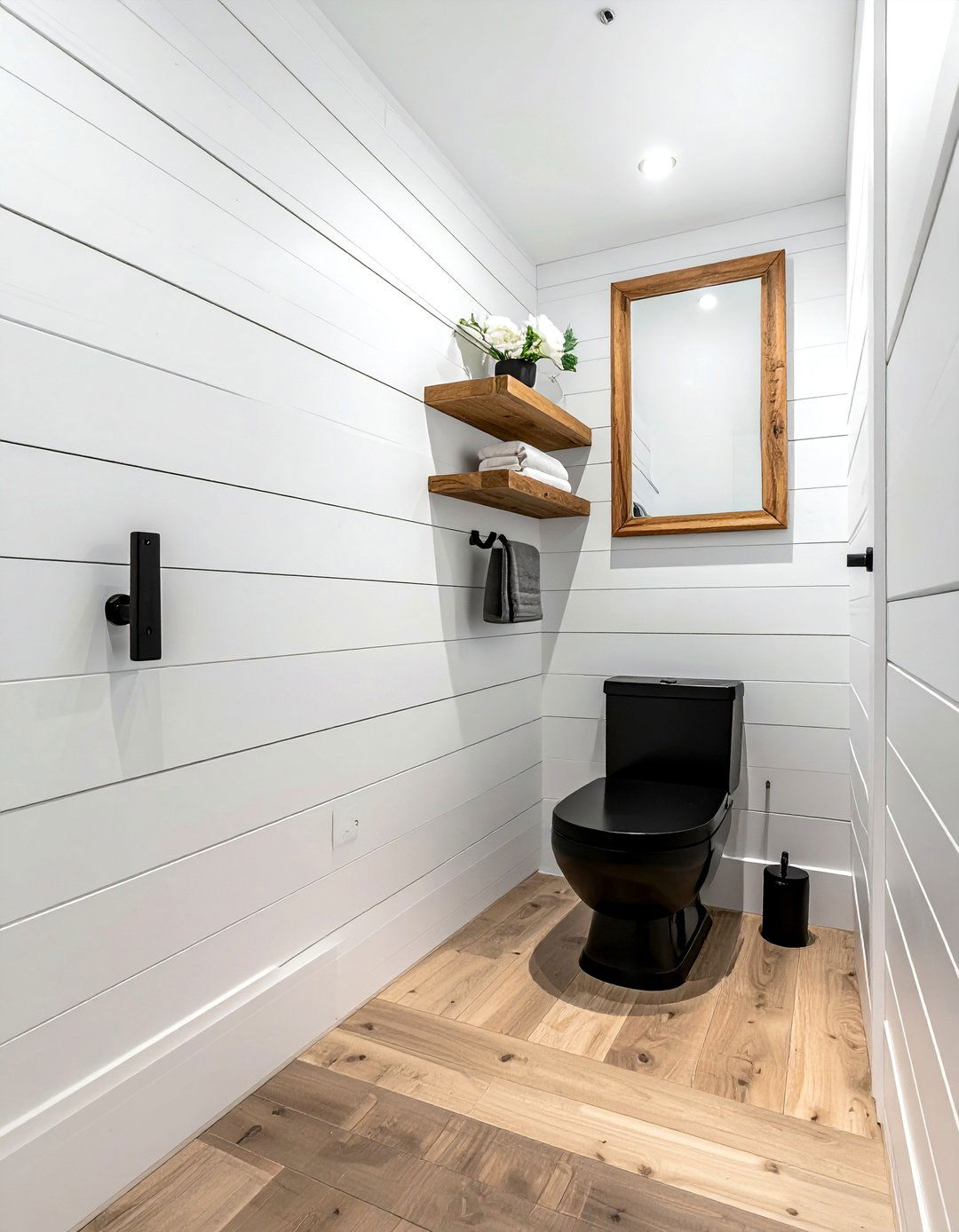 Horizontal shiplap wall boards - 30 water closet ideas