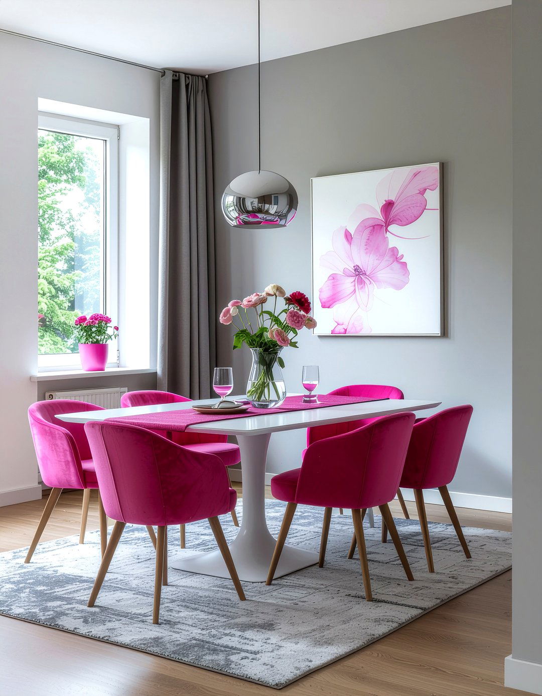Hot Pink Accents - 30 pink dining room ideas