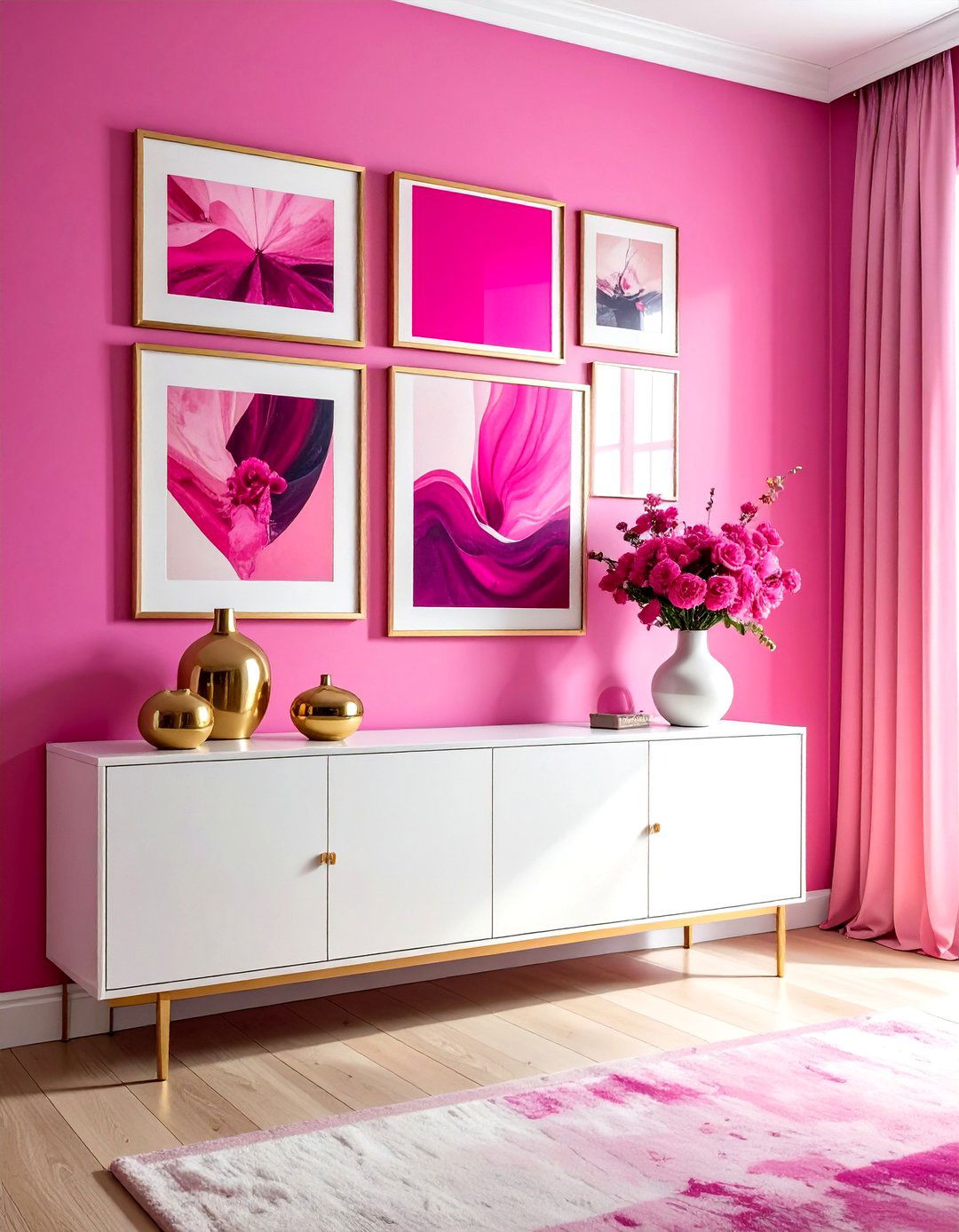 Hot Pink Gallery Wall - 30 hot pink decor ideas