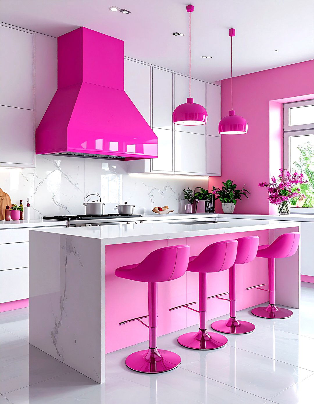 Hot Pink Kitchen Accents - 30 pink and white kitchen ideas
