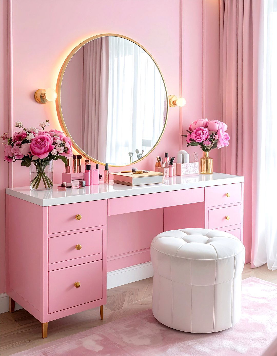 Hot Pink Vanity Table - 30 hot pink decor ideas