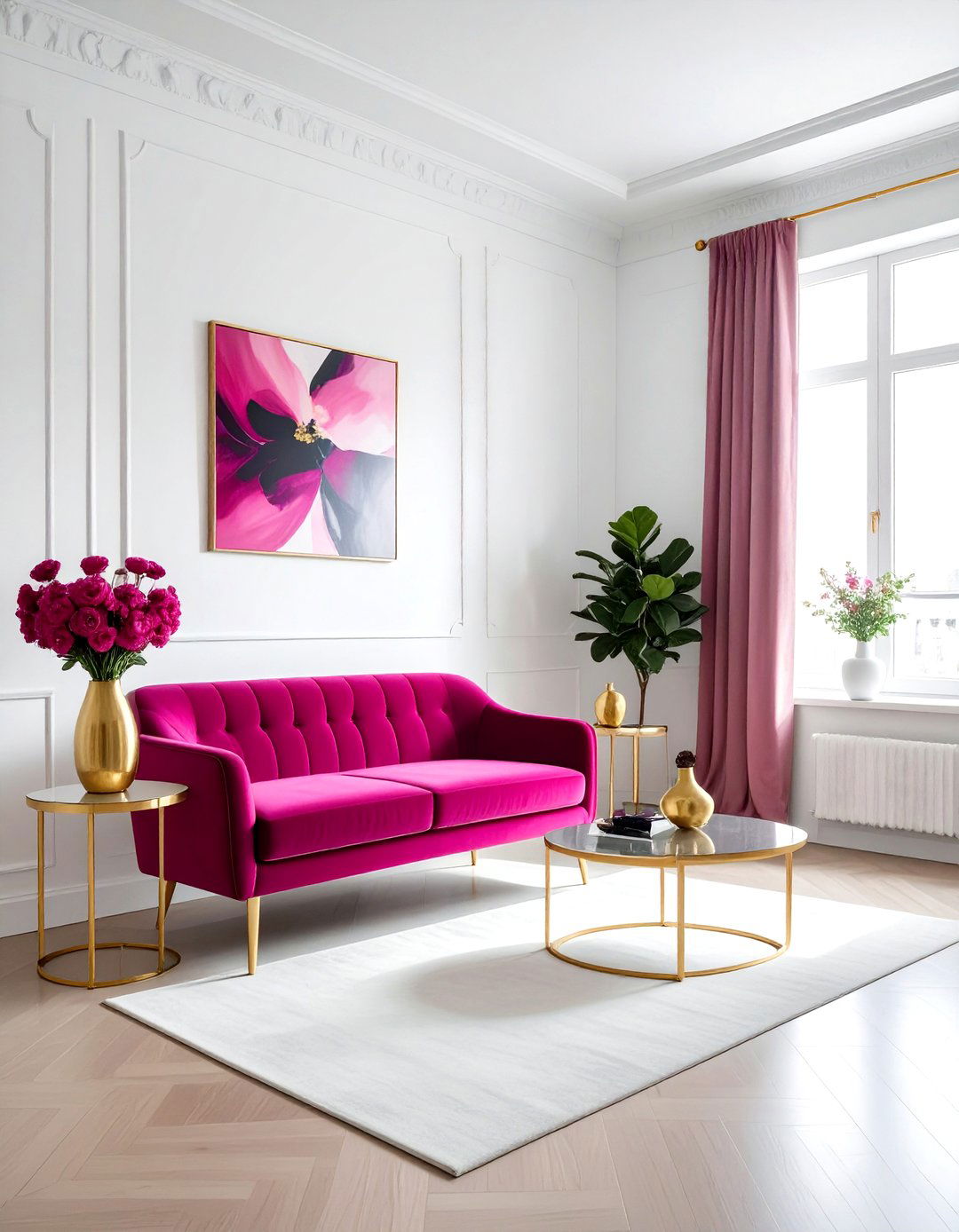 Hot Pink Velvet Sofa - 30 hot pink decor ideas