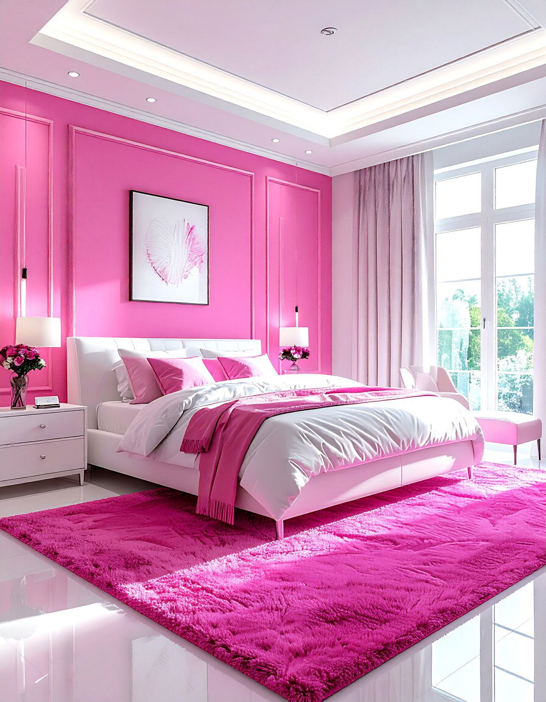 Hot Pink and White Bedroom - 30 pink and white bedroom ideas