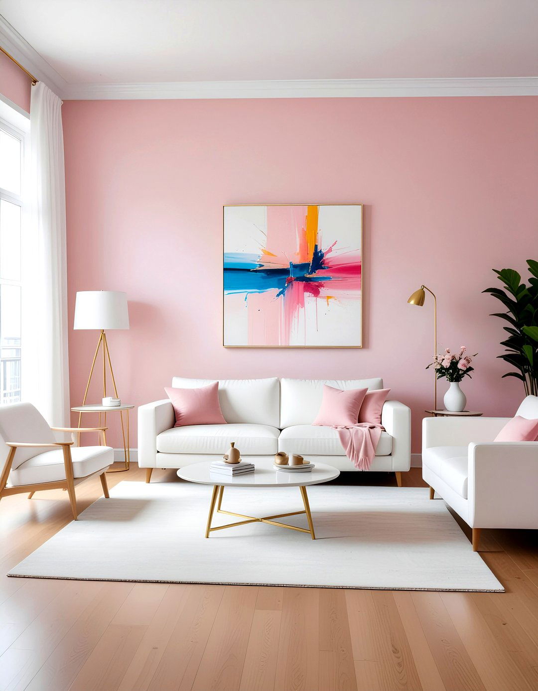 Hot pink living room - 30 living room pink walls