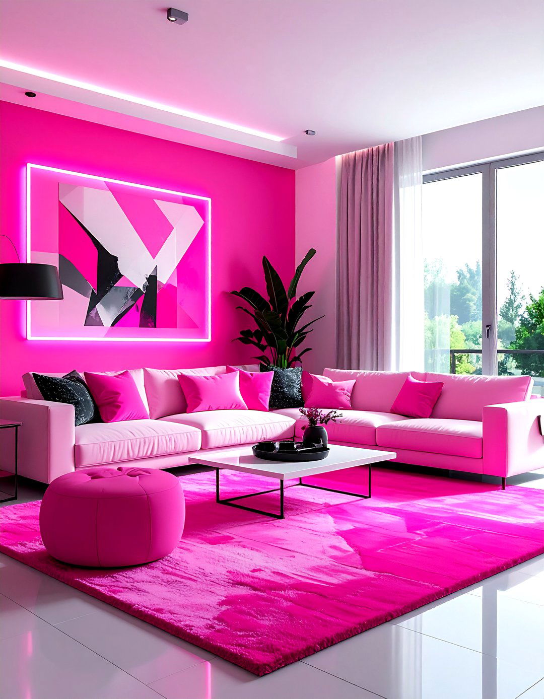 Hot pink living room - 30 pink living room ideas