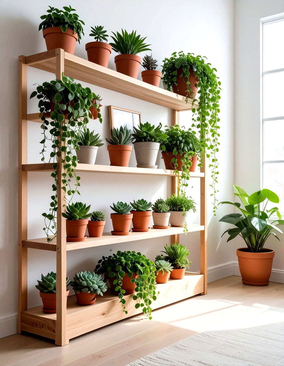 Houseplant Bookshelf - 30 bookshelf decor ideas
