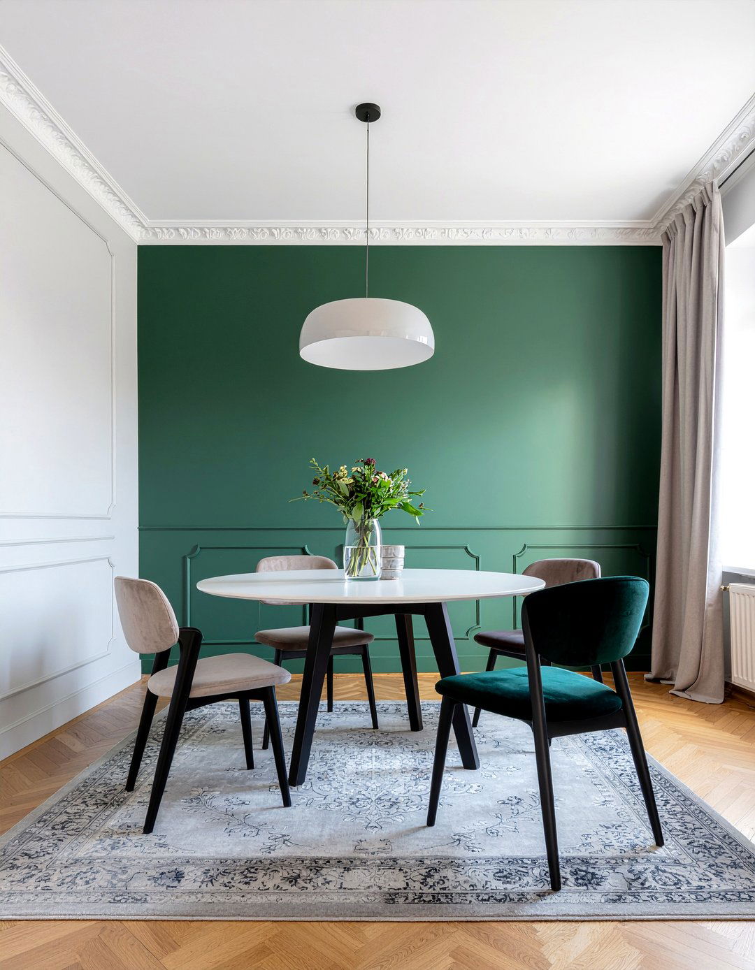 Hunter Green Accent Wall Dining - 30 hunter green dining room ideas