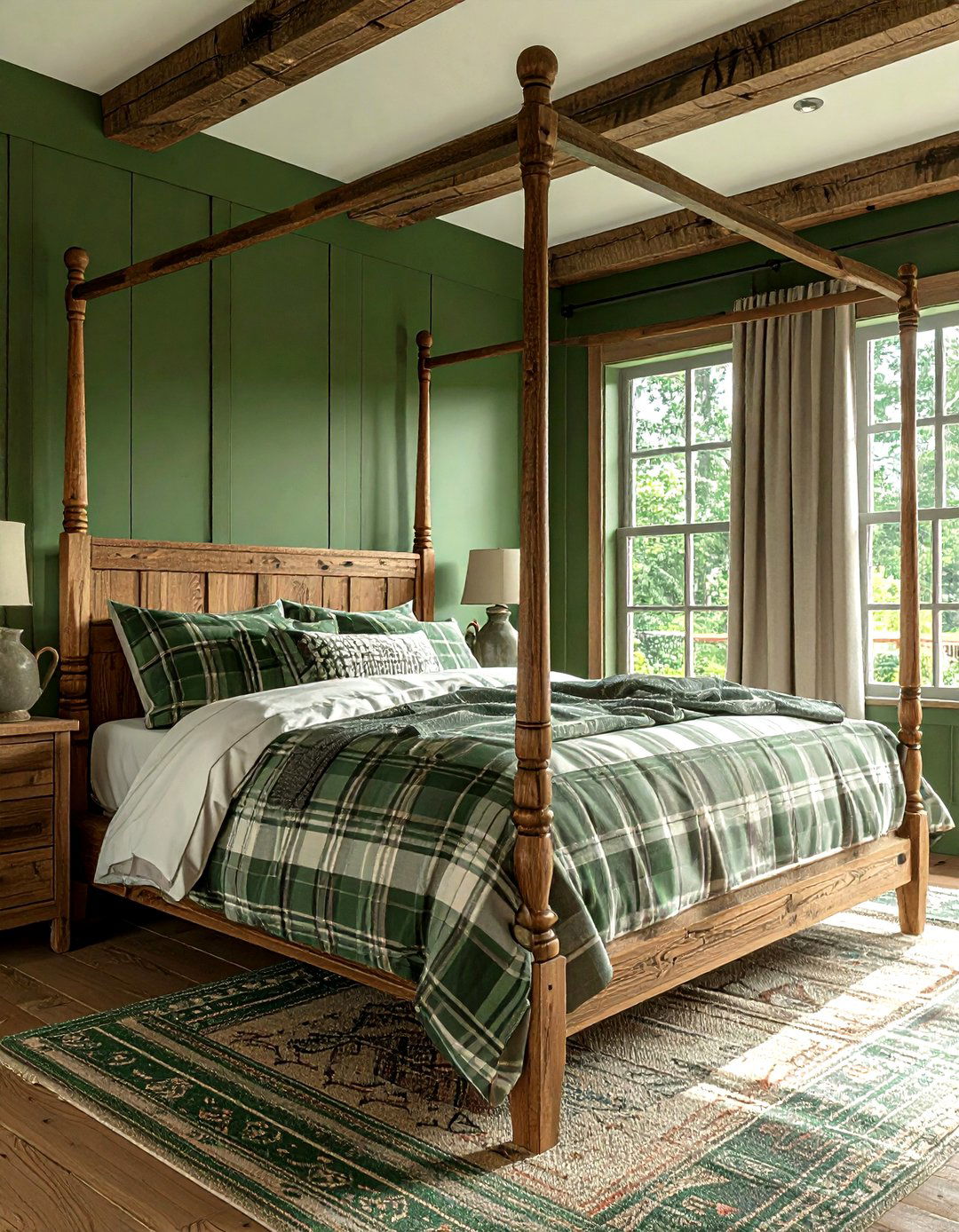 Hunter Green Country Bedroom - 30 farmhouse green bedroom ideas