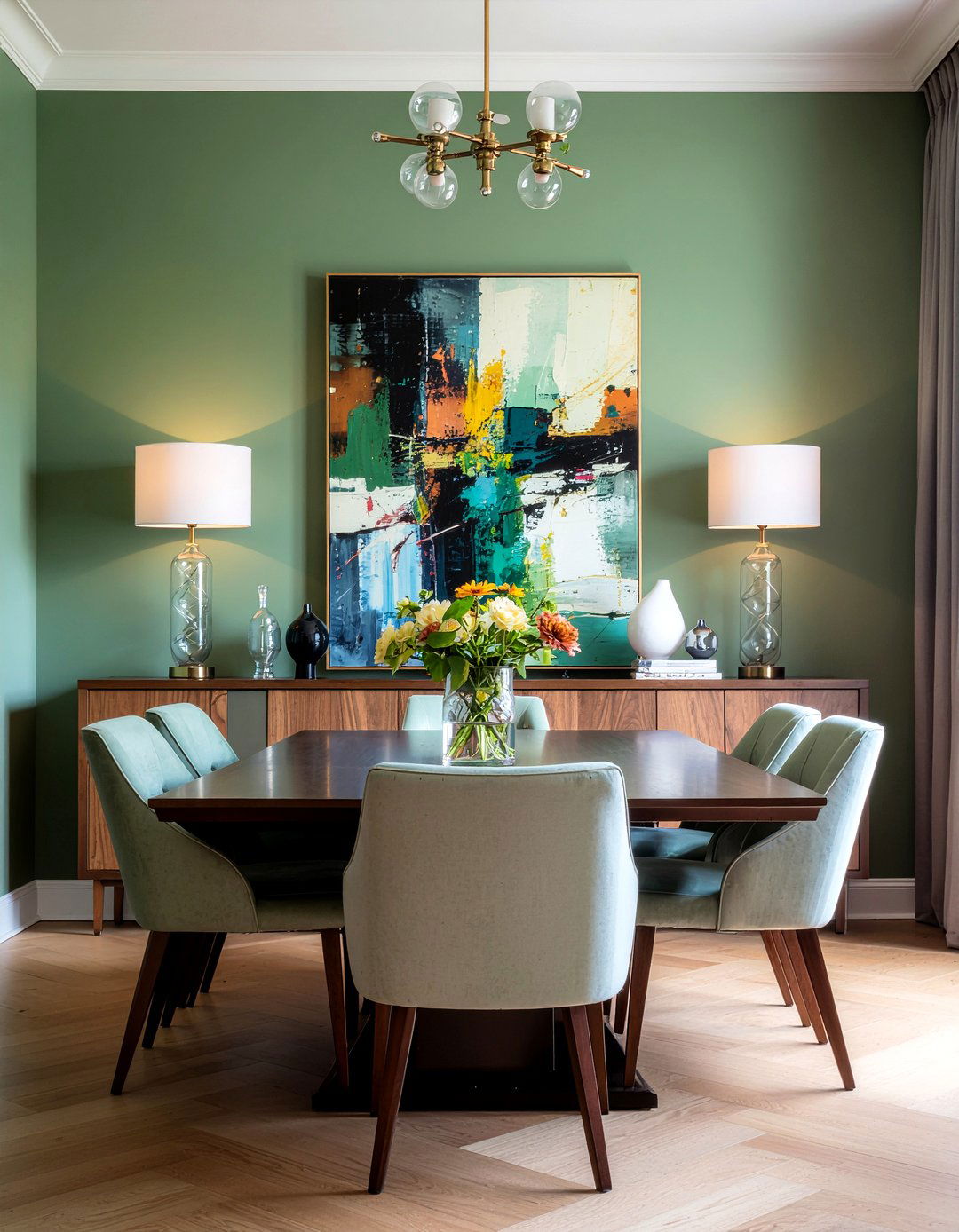 Hunter Green Dining Abstract Art - 30 hunter green dining room ideas